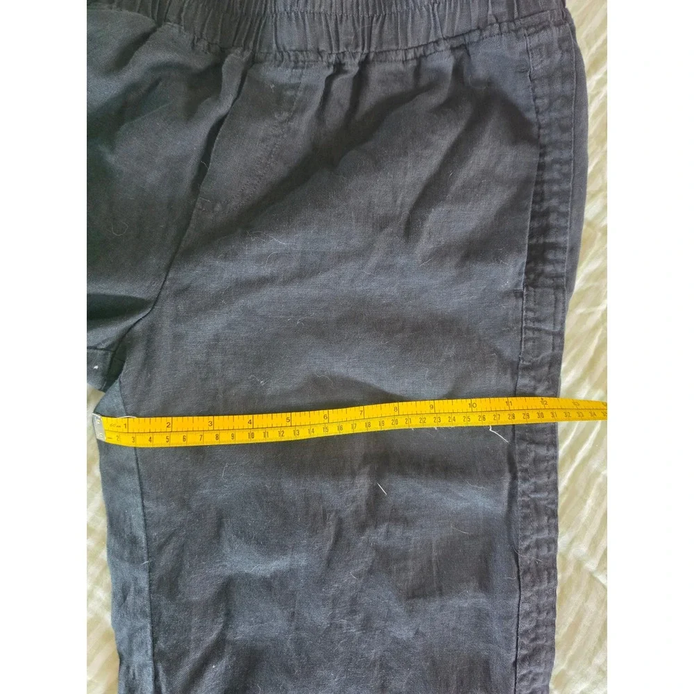 Quince Linen Black Lightweight Resort Boho Cottage Wide Leg Pants sz M